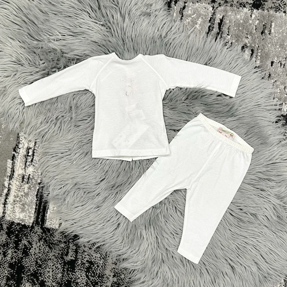 BONPOINT Baby Cotton Top And Pant Set Silver Print 